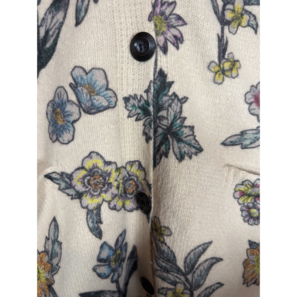 Women Floral/Botanical Wool/Cotton XL Button Front Cardigan Earthtone WIldflower - Picture 4 of 8